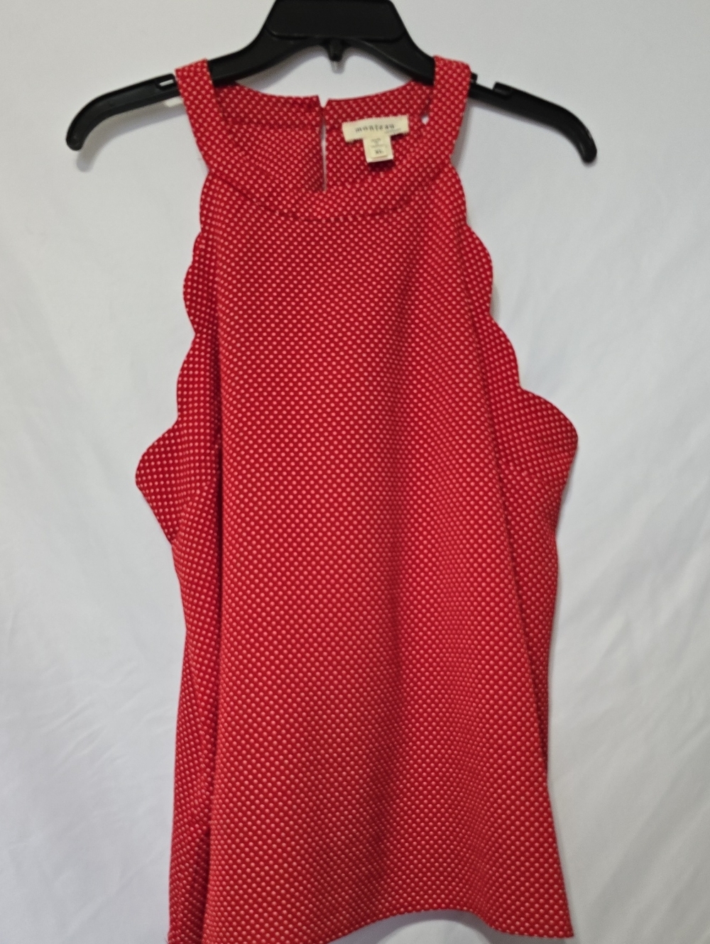 Monteau Red White Polka Dot Halter Top Scalloped XL